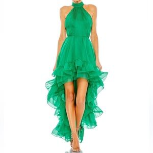 NWT Mac Duggal Sz 0 Vibrant Green High-Low Dress 558071